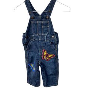 Baby Gap Butterfly Embroidered Denim Overalls 18-24 Months
